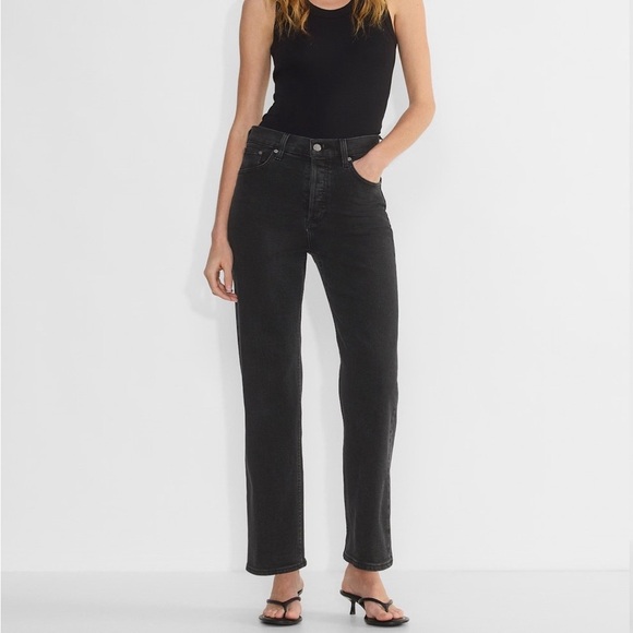 Aritzia Denim Forum black The Arlo High Rise Straight 28L, organic materials - Picture 1 of 5